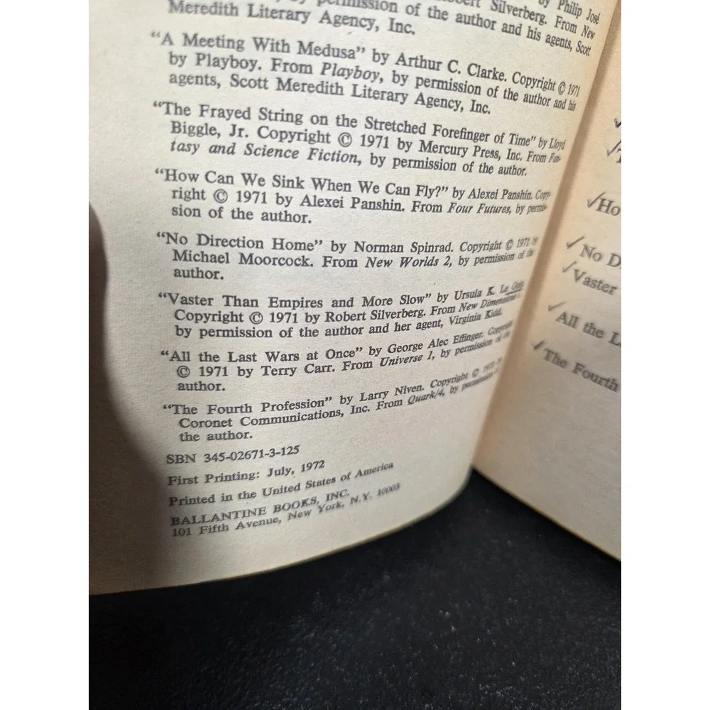THE BEST SCIENCE FICTION OF THE YEAR #1 - EDITED BY TERRY CARR - VINTAGE 1972‎